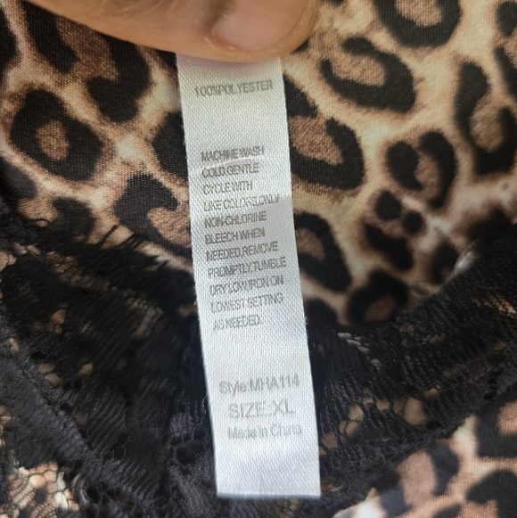 Just Sexy Babydoll Lingerie Y2k Top XL Animal Print Lace Trim Brown Black Fairy - Picture 8 of 12